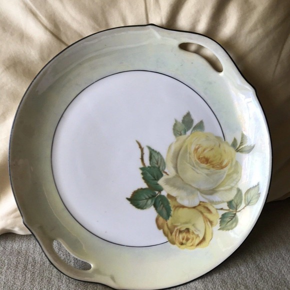 Z.S.&C. German Porcelain Cake Dish Yellow Rose Handles PreOwned - Picture 8 of 16